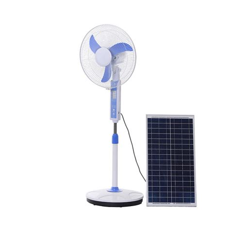 Plastic 3 Blade White Solar Pedestal Fan For Domestic Uses 1200rpm