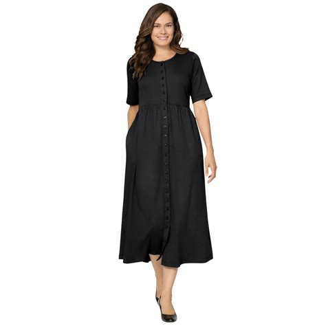Woman Within Woman Within Womens Plus Size Button Front Essential Dress 1x Black Walmart