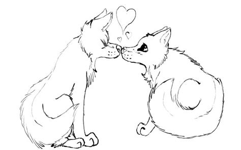 Cute lineart pic of two wolves hugging! Wolf couple lineart by SweetWolfKutta on DeviantArt