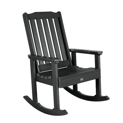 Highwood Lehigh Black Recycled Plastic Outdoor Rocking Chair Ad Rkch1