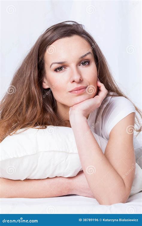 Beautiful Woman Lying In Bed Stock Photo Image Of Pretty Crisis