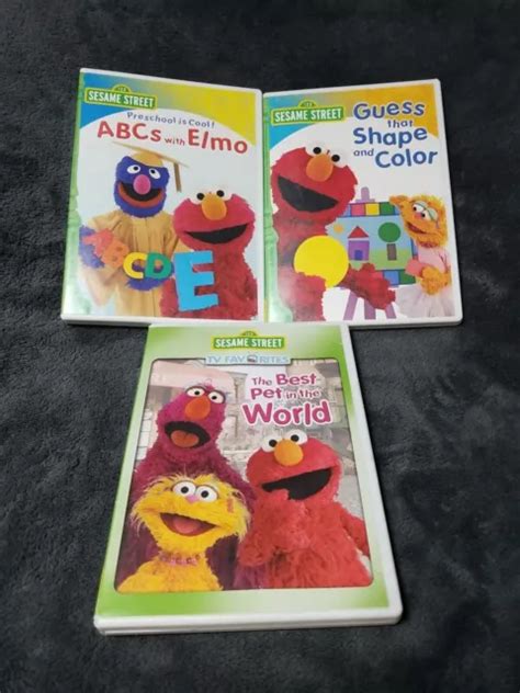 Lot Deal 3 Sesame Street Dvds Guess That Shape And Color Abcs With Elmo 1 699 Picclick