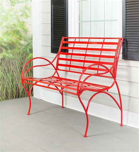 Red Metal Slat Seat Garden Bench Red Plow And Hearth