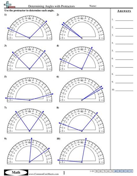 Determining Angles With Protractors Worksheet Math Pinterest Math