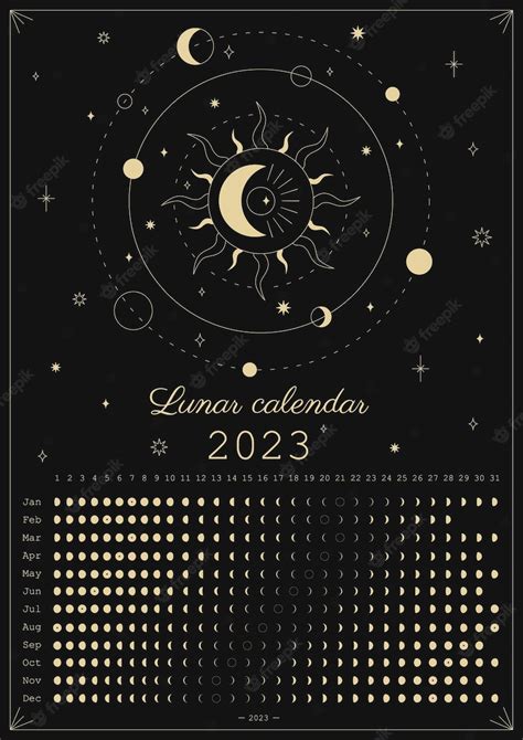 Premium Vector 2023 Moon Calendar Astrological Calendar Design Moon