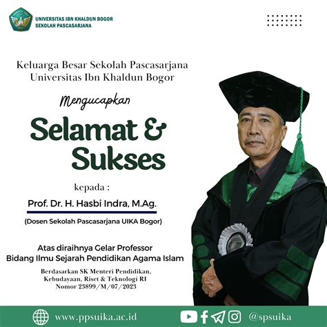 Selamat kepada Prof. Dr. H. Hasbi Indra, M.Ag. Atas diraihnya Gelar