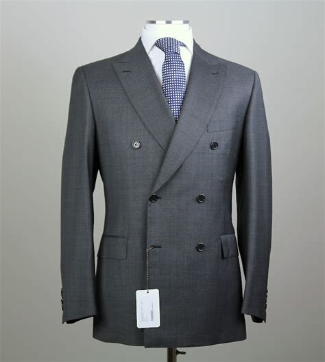 New 6495 Brioni Handmade Gray Double Breasted Suit Size 40 50 Eu Nwt
