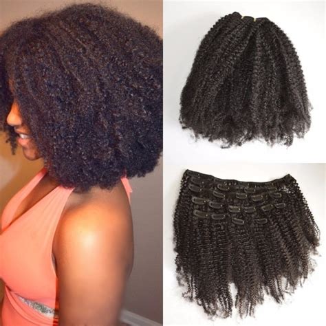 3c4a4b4c Afro Kinky Curly Clip In Human Hair Extensions Natural