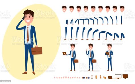 Young Businessman Character Creation Set For Animation Set Of Guy