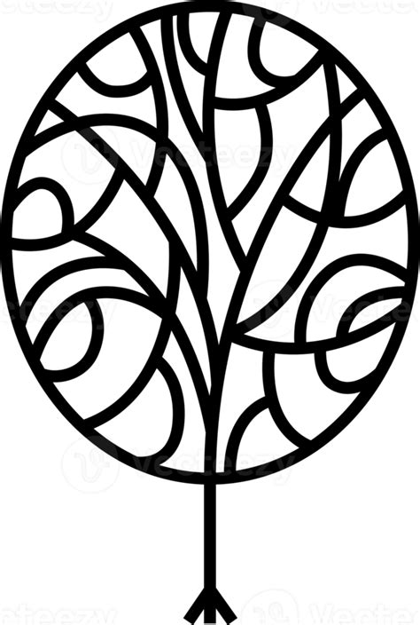 Free Line Art Stylized Decorative Tree Abstract Line Drawing Doodle