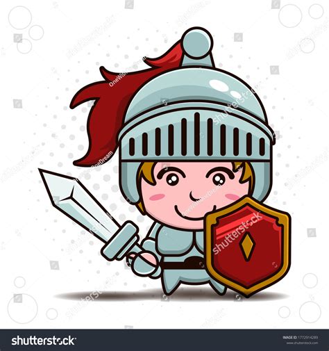 Cute Charater Warrior Cartoon Character Design Stock Vector Royalty