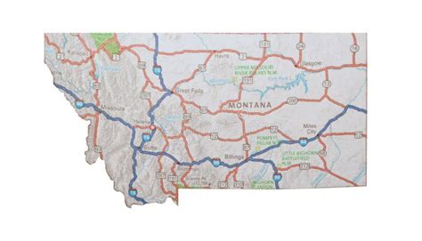 Isolated Montana Map Highways Topography Stock Image Image Of Bozeman