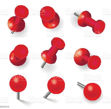 Set Of Different Red Pins Stock Illustration Download Image Now