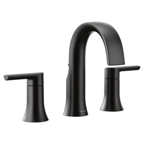 Our black widespread bathroom faucet will blend seamlessly with your bathroom design. Moen The Doux Collection Black 2-Handle Widespread ...