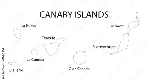 Outline Map Of Canary Islands Stock Vector Adobe Stock