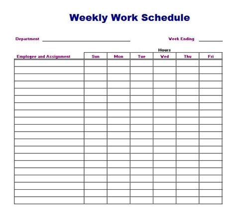 Weekly Employee Work Schedule Template Doctemplates