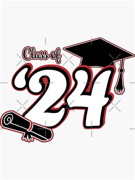 Class Of 2024 Graduation Design Red And Black Sticker For Sale By