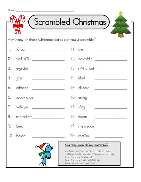 Christmas Word Scramble Printable