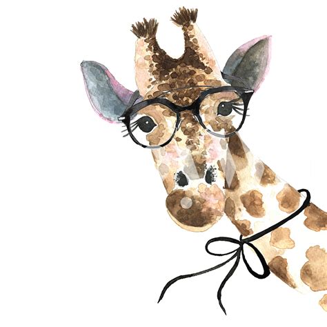 Giraffe With Glasses Wallpaper Happywall