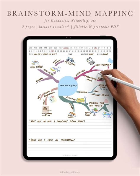 Mind Mapping Diary For Goodnotes Notability And Xodo Daily Etsy Uk