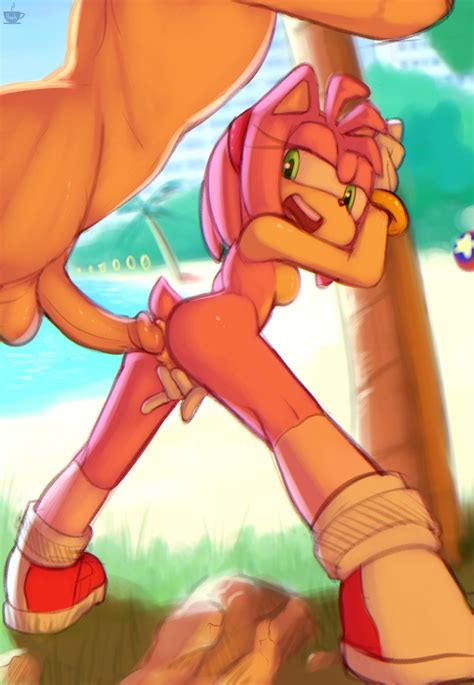 rule 34 1girls accessory against tree amy rose anal anal sex anthro anus armwear ass black