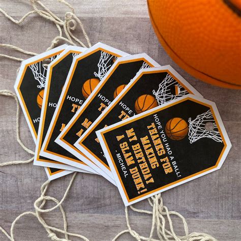 Basketball Party Favor Tags Basketball Party Favors Slam Etsy