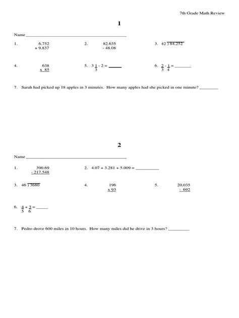 Changing the faces of mathematics: Daily Math Review Sheets Grade 7.pdf | Fraction ...