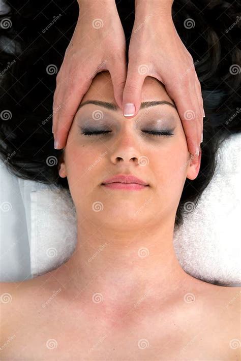 Woman In A Spa Getting A Head Massage Stock Image Image Of Massaging Brunette 27645843