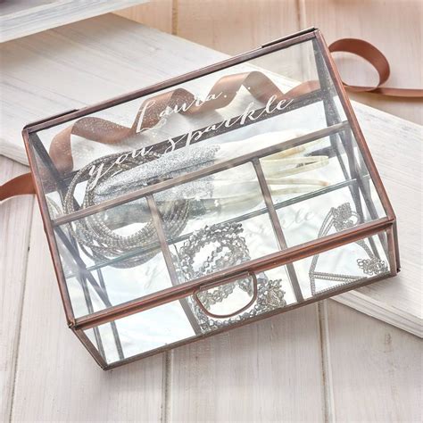 Personalised Compartment Glass Jewellery Box By Lily Belle