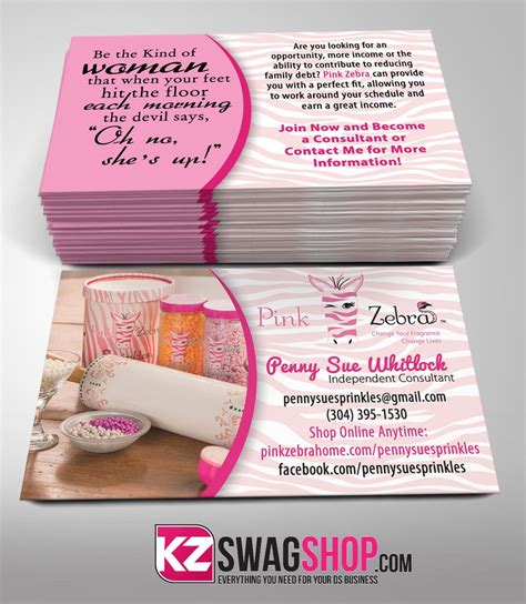 We offer business card websites for company approved wholesale business cards. Pink Zebra Business Cards Style 4 - KZ Swag Shop