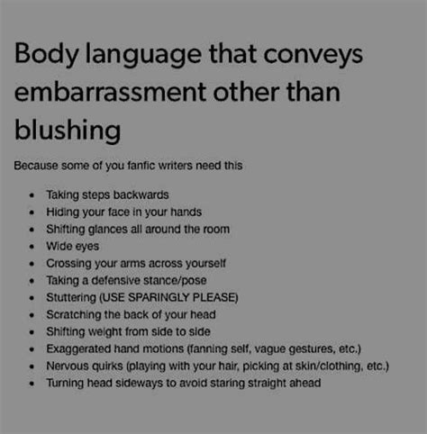 Body Language — Embarrassment Writing Words Writing Inspiration