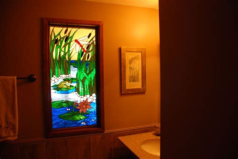 Bathroom Stained Glass Window Exquisite Egretheron And Water Lily Stained Glass Window Custom