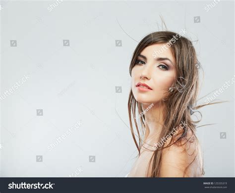 Woman Face Hair Motion On White Stock Photo Edit Now 125335319