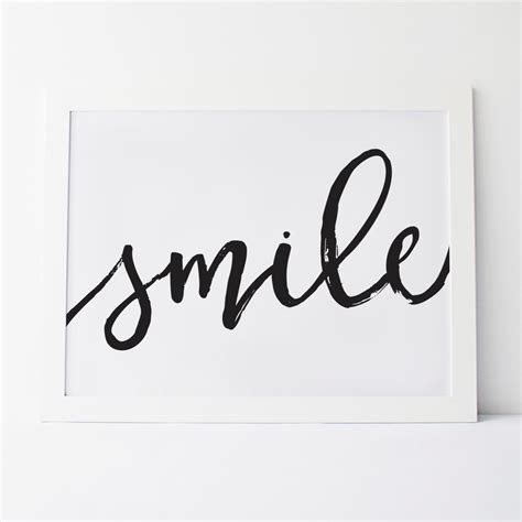 Printable Art Smile Cursive Smile Wall Art Wall