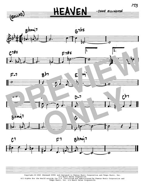 Heaven Sheet Music Duke Ellington Real Book Melody And Chords C