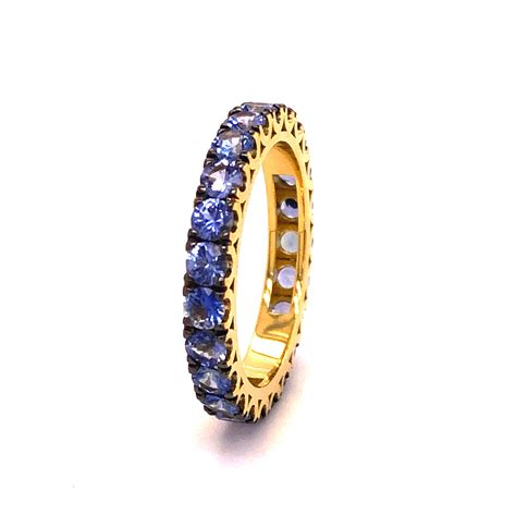 Berca Carat Brilliant Cut Natural Blue Sapphire K Gold Eternity Band Ring For Sale At