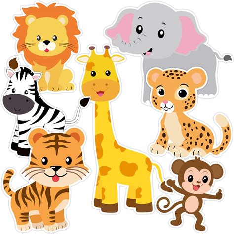 Zoo Animals Cutouts Safari Jungle Cardboard For Baby Shower Birthday