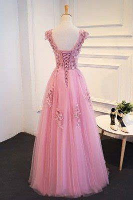 Princess Nude Pink Long Prom Dresss With Train And Puffy Sleeves