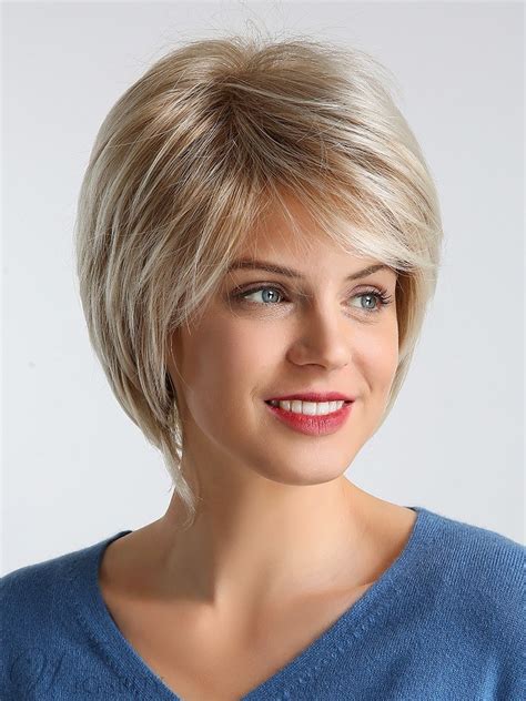 Short Choppy Layered Straight Hair With Bangs Synthetic