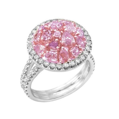 Real 246ct Natural Fancy Pink Diamonds Engagement Ring 18k Solid Gold