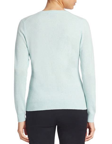 Lord And Taylor Plus Cashmere V Neck Sweater In Blue Iced Aqua Heather