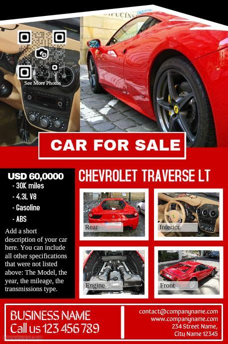 Car For Sale Pre Made Print Template Professional Design On