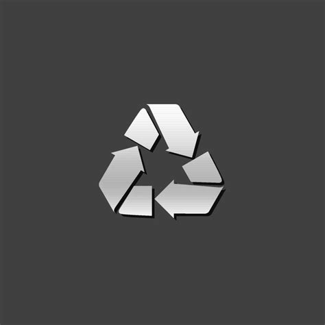 Recycle Symbol Icon In Metallic Grey Color Style Environment