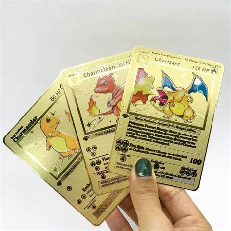 Gold Metal Pokemon Cards 1st Edition Collectible Amazing Etsy