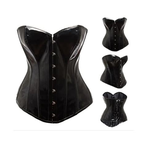2017 Corset Sexy Leather Faux Black Steampunk Corsets And Bustiers Pvc