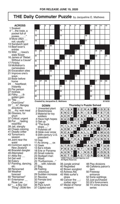 Jacqueline E Mathews Daily Commuter Puzzle Printable Daily Commuter