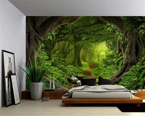 Fantasy Enchanted Magical Forest Large Wall Mural Etsy Peinture