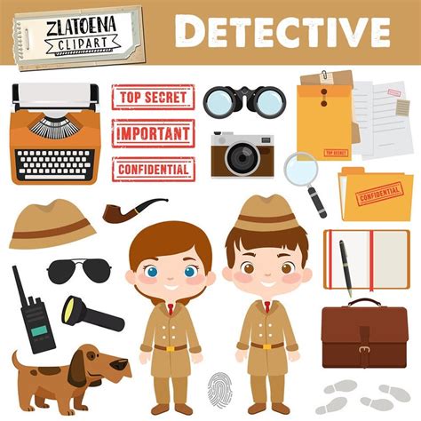Detective Clipart Private Investigator Graphics Spy Clipart Etsy