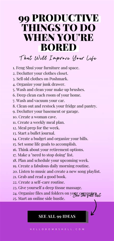 Bored At Home Here Are 99 Productive Things To Do In Your Free Time Hello Bombshell