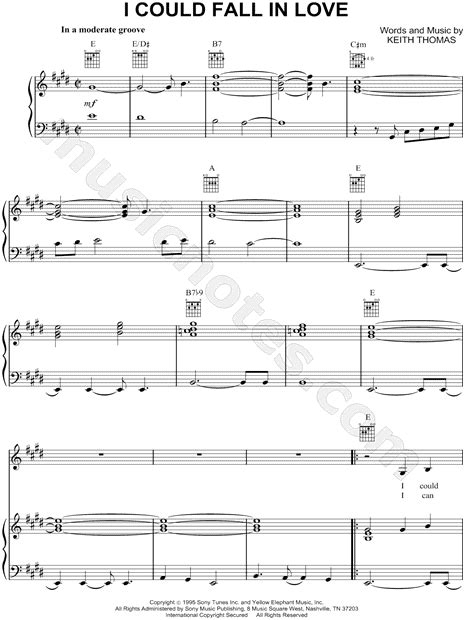 Selena I Could Fall In Love Sheet Music In E Major Transposable